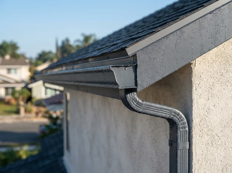 Properly pitched rain gutter installation Properly pitched rain gutter installation