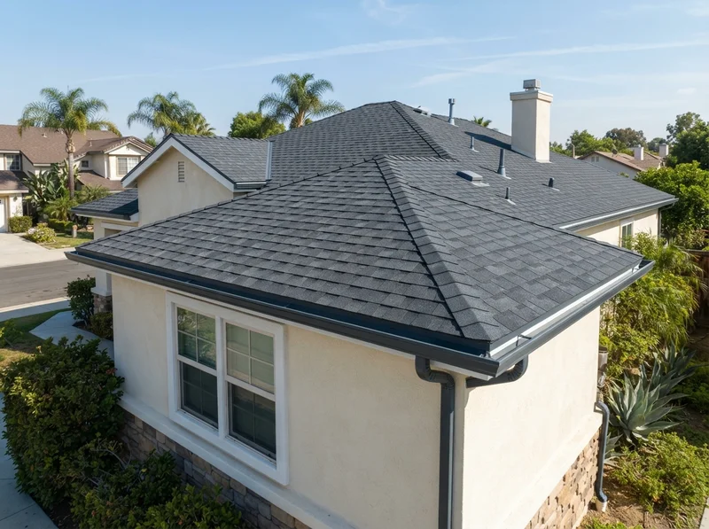 New charcoal gutters and roofing system New charcoal gutters and roofing system