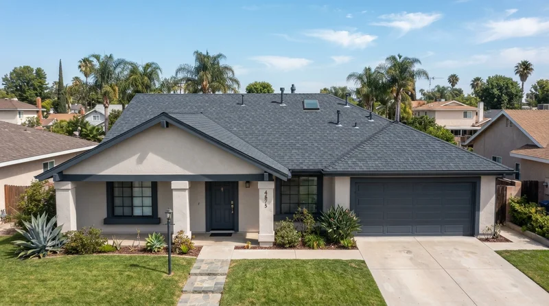 New charcoal gray roof installation